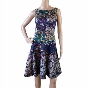 Dress Barn Multicolored Sleeveless Retro Dress